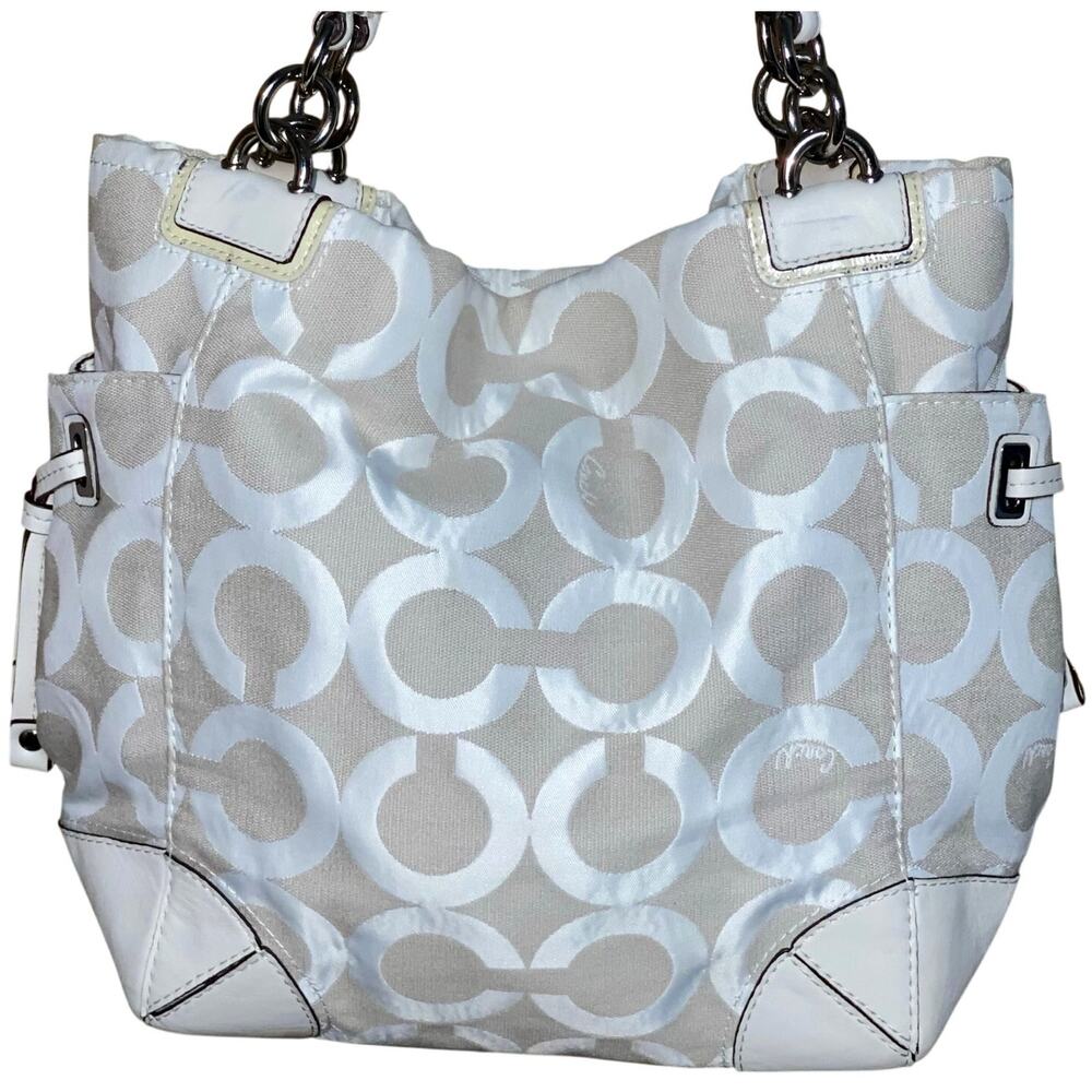 Y2K Coach Soft Girl Coquette Tote Signature C Print Satin Lime Interior 2000s